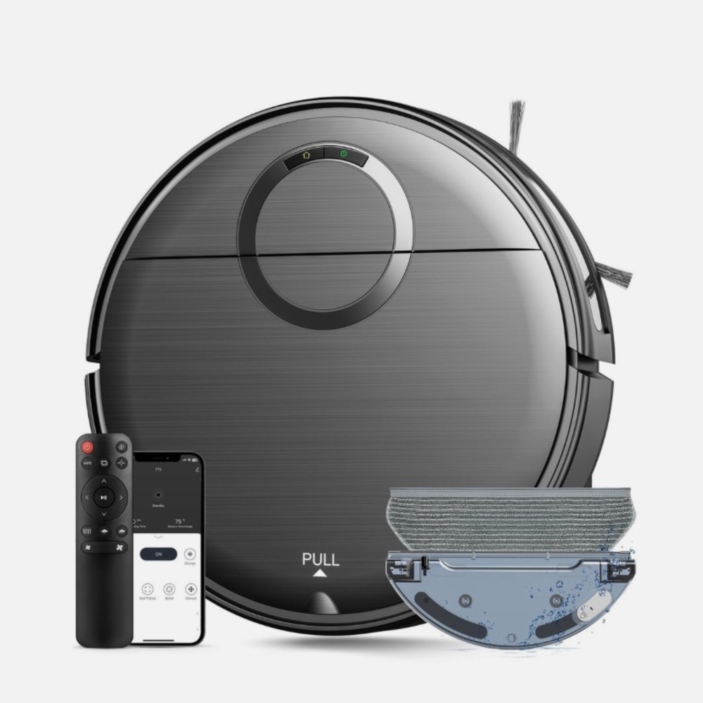 Black Robotic Vacuum & Mopping Cleaner